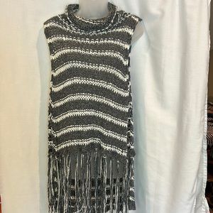 Free People Folksong Midnight Striped Fringe Tunic